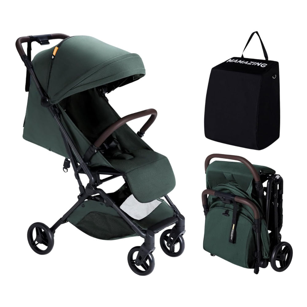 Carrinho de Bebê de Viagem Leve MAMAZING - Premiado Ouro Moms Choice, Compacto e Amigo do Avião, Design Dobrável com Uma Mão, 5,2 kg, Ideal para