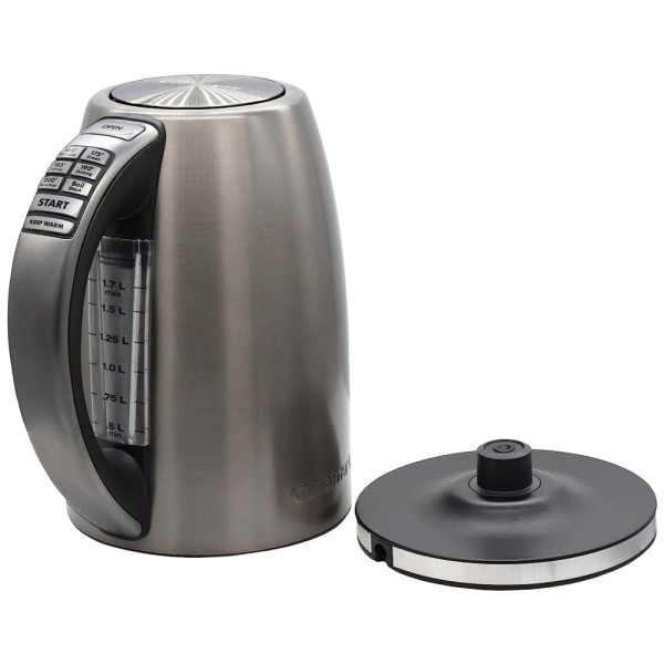Encontraproduto.com.br - Chaleira Elétrica Cuisinart de Aço Inoxidável Sem Fio 1,7 Litros com 6 Temperaturas Programadas - Cinza Grafite Escovado