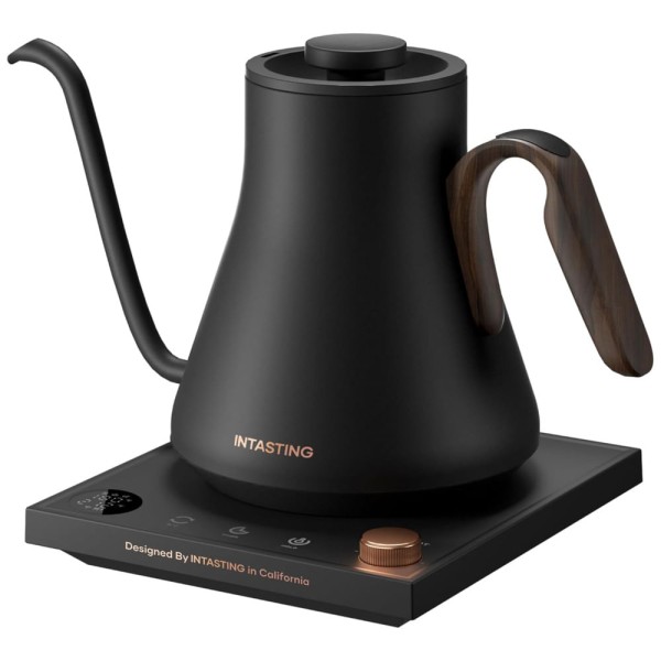 Encontraproduto.com.br - Chaleira Elétrica INTASTING Gooseneck, Controle de Temperatura, Aço Inoxidável, Aquecimento Rápido, 0.9L Preto Brilhante