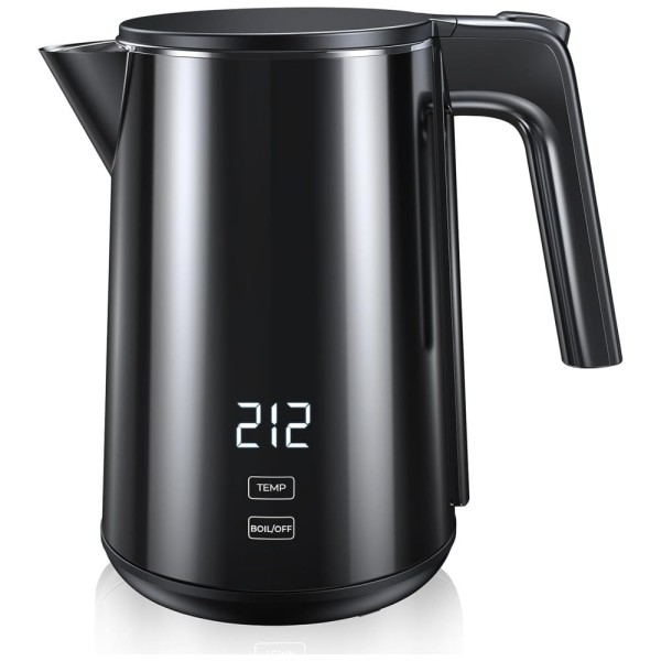 Encontraproduto.com.br - Chaleira Elétrica de Parede Dupla em Aço Inox 1,0L 1200W com Controle de Temperatura e Manutenção de Calor por 4h,SSYFEI