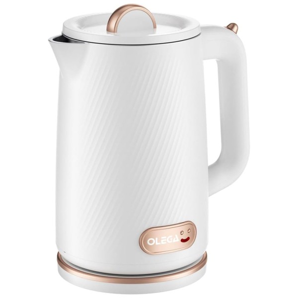 Encontraproduto.com.br - Chaleira Elétrica OLEGA 1500W 1.8L em Aço Inoxidável para Ferver Água - Desligamento Automático e Proteção Contra Ebulição a Seco
