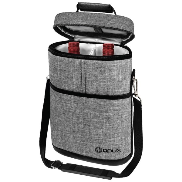 Bolsa Térmica para 2 Garrafas de Vinho OPUX, Ideal para Viagens, Piqueniques e Presente para Amantes de Vinho - Cinza Mescla