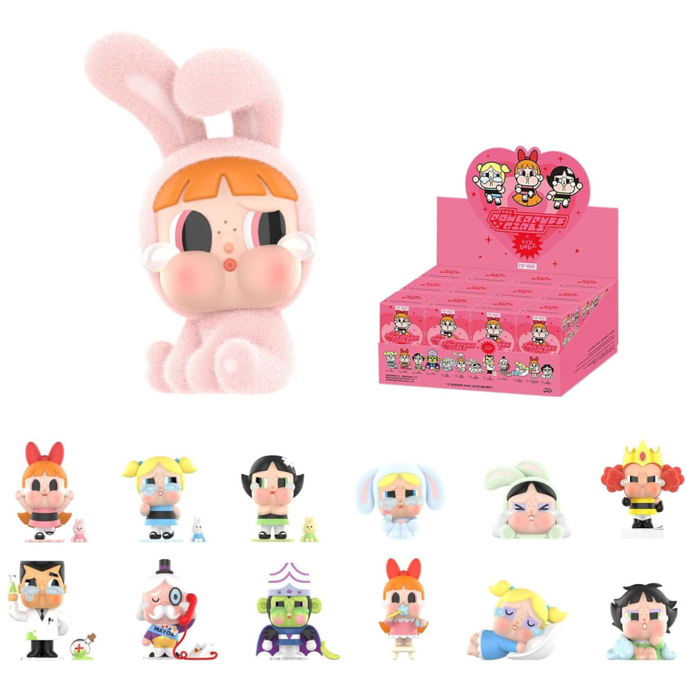 Blind Box,Mini Bonecas CRYBABY x Meninas Superpoderosas da POP MART, Kit com 12 Mini Bonecas CRYBABY em Embalagem Surpresa, Miniaturas Colecionáveis