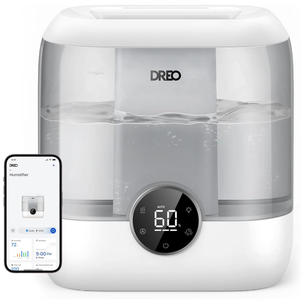 Umidificador de Ar Dreo para Quarto, 6 Litros, Design Prático para Ambientes Amplos, Autonomia de 60 Horas, Funcionamento Inteligente