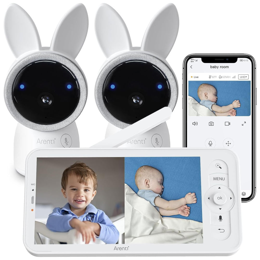 Encontraproduto.com.br - Babá Eletrônica com 2 Câmeras WiFi 2K UHD, Tela 5