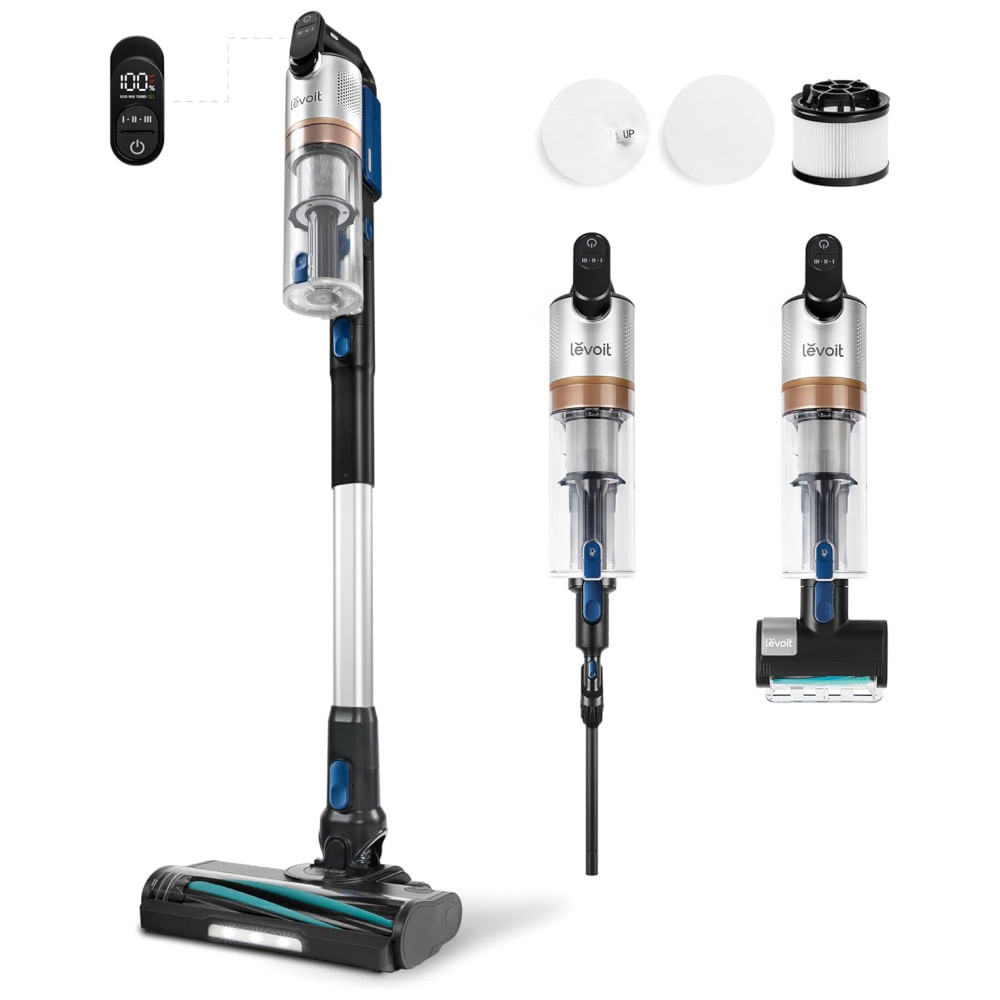 Encontraproduto.com.br - Aspirador de Pó Sem Fio LEVOIT com Filtro HEPA, Design Antienrosco, Autonomia de 60 Min, Sucção Poderosa, Leve, Escova Motorizada Mini, para Carpete