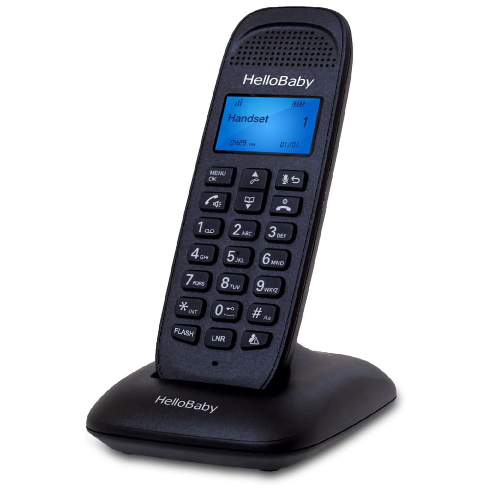 Encontraproduto.com.br - Telefone sem Fio HelloBaby DECT 6.0 para Residência com Identificador de Chamadas, Bloqueio de Chamadas, Viva-voz de Excelente Qualidade, Display