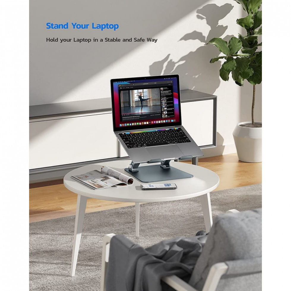 Encontraproduto.com.br - Suporte Ergonômico Laptop Nulaxy Ajustável Até 20kg, 28, 44Cm Cinza