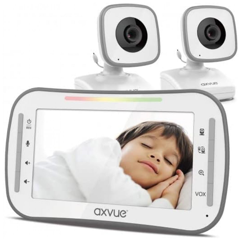 Encontraproduto.com.br - Babá Eletrônica Axvue com Monitor, 2 Câmeras, Visão Noturna e Monitor de Temperatura