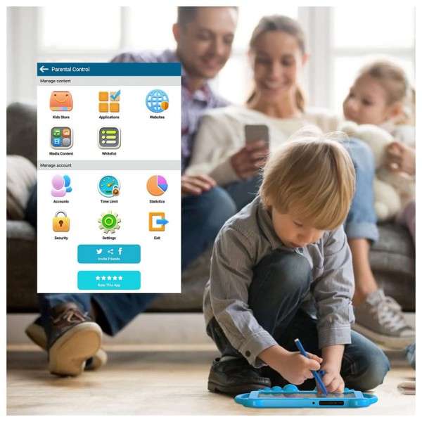 Encontraproduto.com.br - Tablet Infantil 7 Educativo com Controle de Pais, WiFi e Câmera Dupla, Android 11 3GB RAM, YOBANSE, Azul