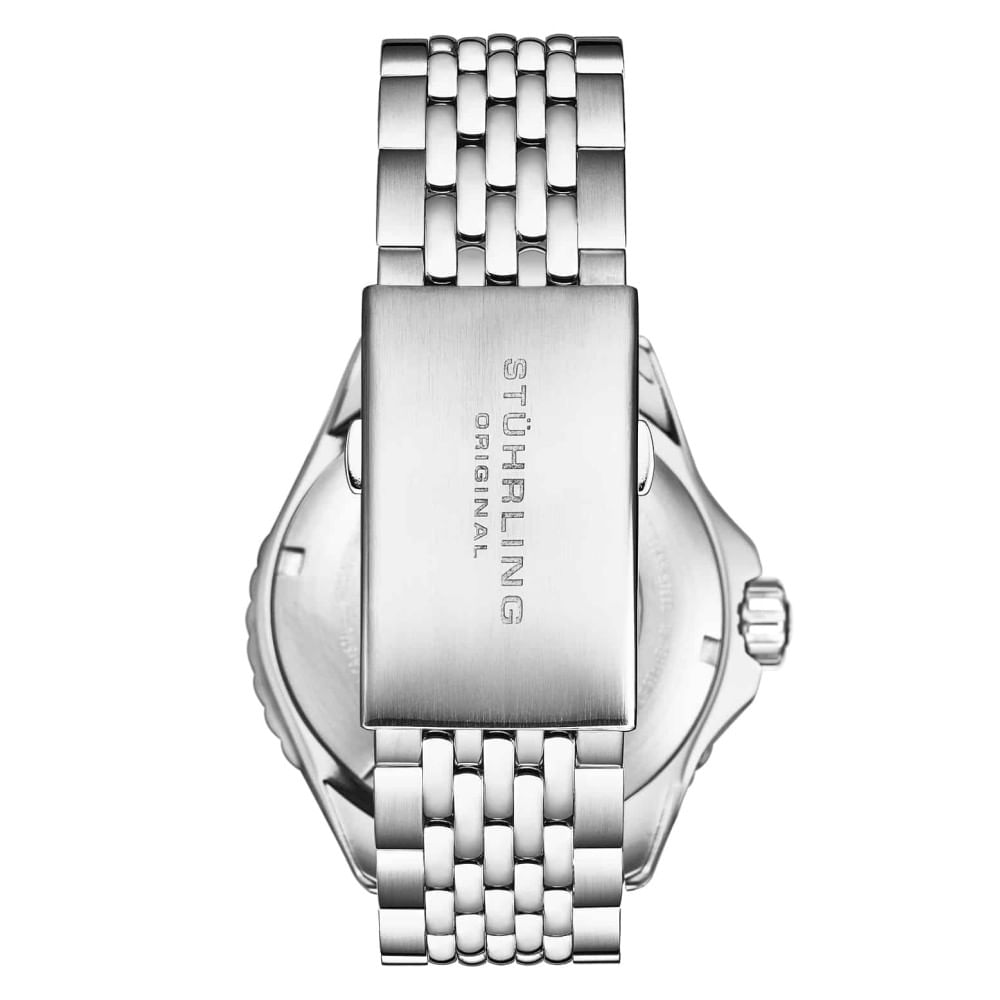 Encontraproduto.com.br - Roleta 301: Relógio Clássico 42mm com Mostrador Preto e Pulseira de Couro Preto com Fivela em PVD Preto - Stuhrling.
