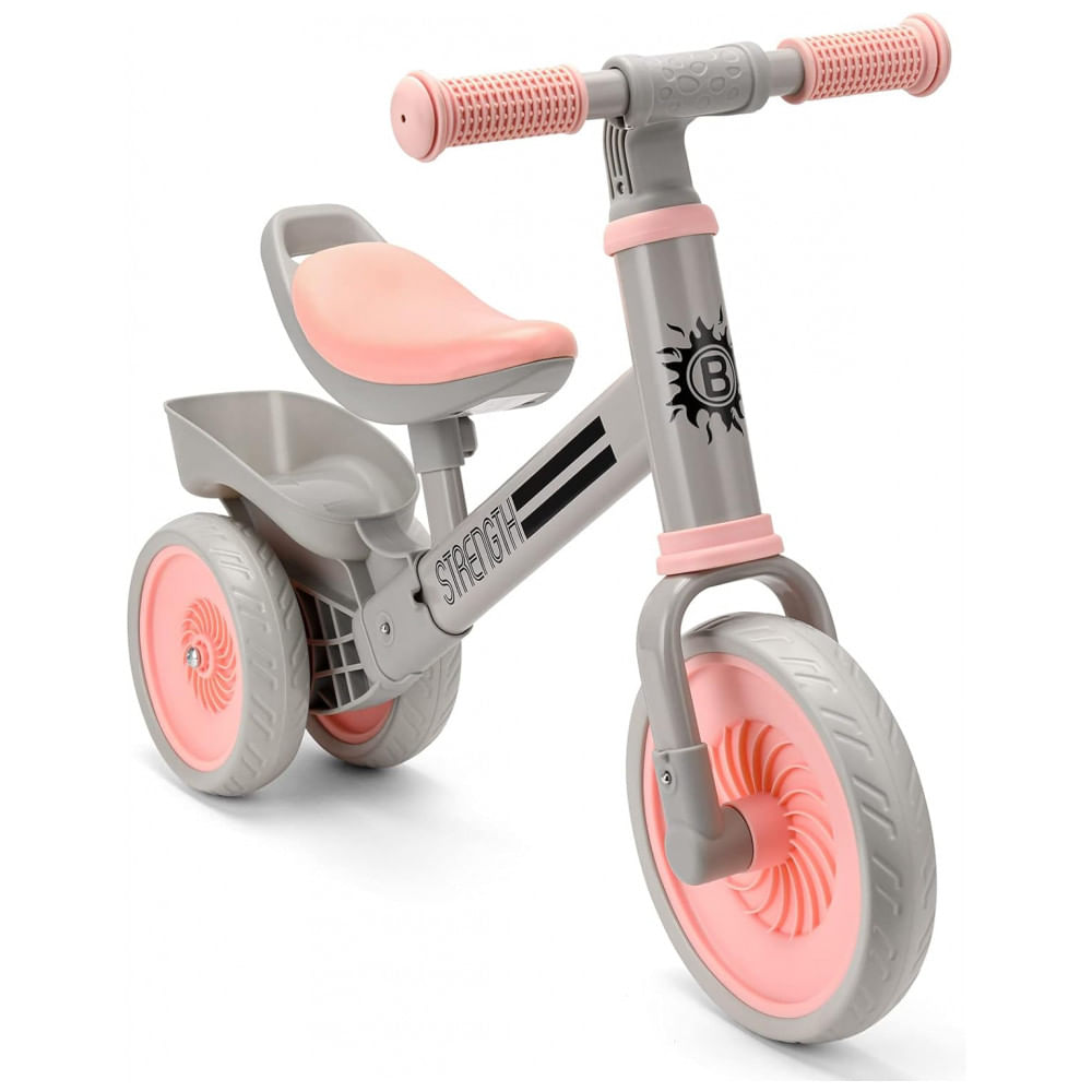 Bicicleta sem Pedal com 4 Rodas para Crianças de 2 a 4 Anos, Bakeling, Rosa