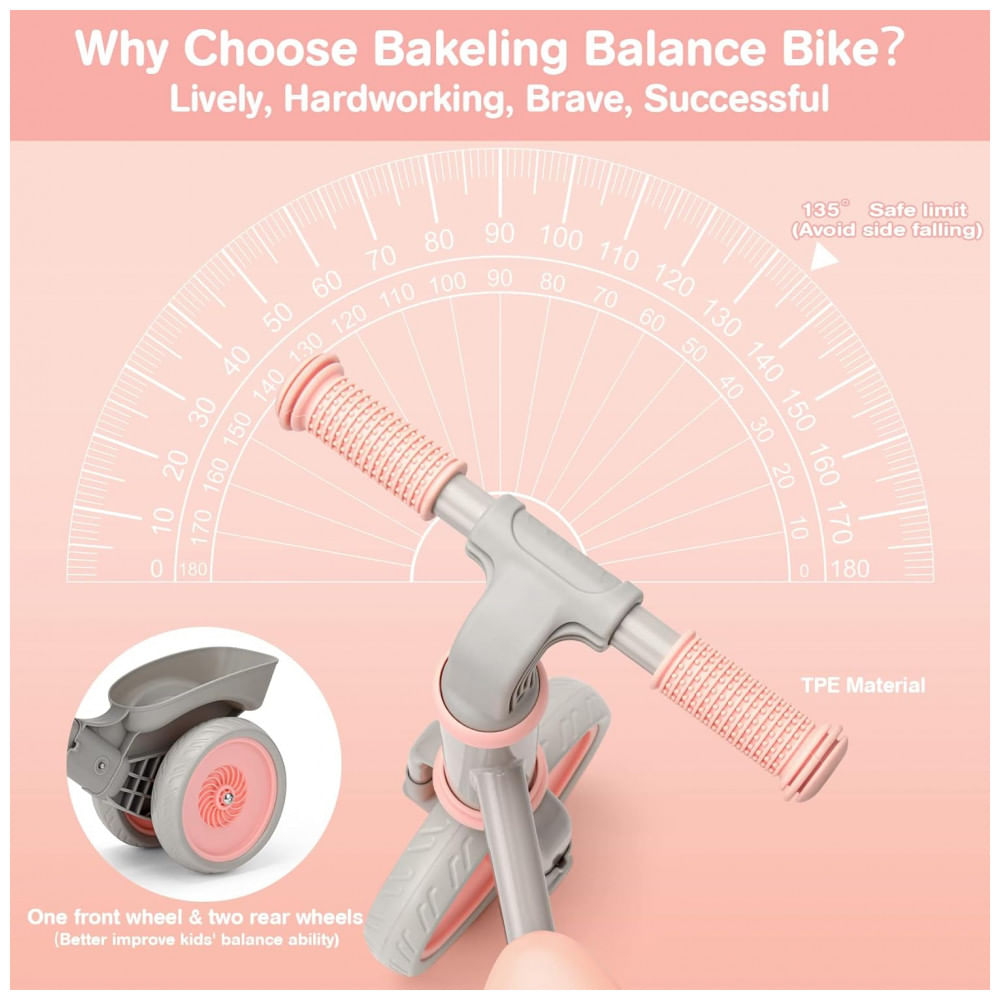 Encontraproduto.com.br - Bicicleta sem Pedal com 4 Rodas para Crianças de 2 a 4 Anos, Bakeling, Rosa