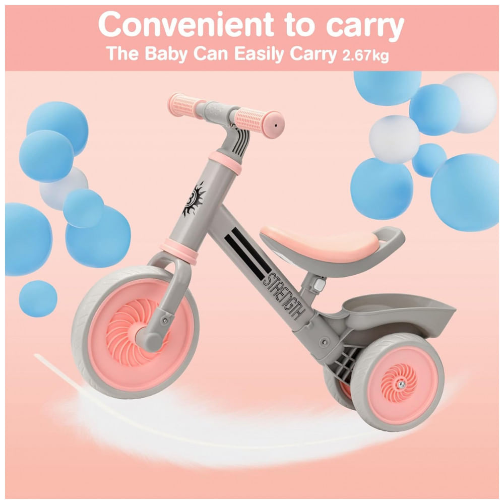 Encontraproduto.com.br - Bicicleta sem Pedal com 4 Rodas para Crianças de 2 a 4 Anos, Bakeling, Rosa