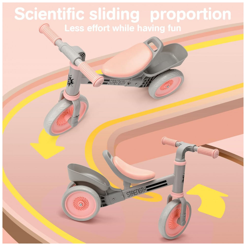Encontraproduto.com.br - Bicicleta sem Pedal com 4 Rodas para Crianças de 2 a 4 Anos, Bakeling, Rosa