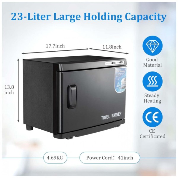 Encontraproduto.com.br - Aquecedor de Toalha Elétrico para Barbearia e Salão de Massagem 23L com Luz LED, 110V 200W, JXSDLIY, Preto