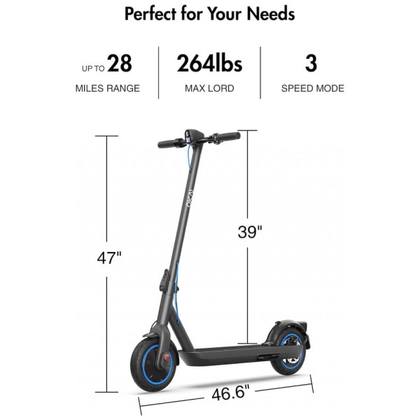 Encontraproduto.com.br - Patinete Elétrico Dobrável para Adultos até 45 km por hora, com Sistema de Frenagem Duplo, OKAI ES520B, Cinza