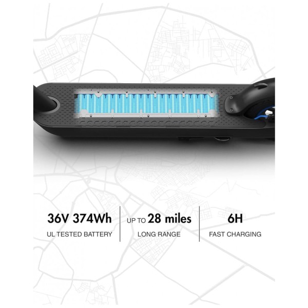Encontraproduto.com.br - Patinete Elétrico Dobrável para Adultos até 45 km por hora, com Sistema de Frenagem Duplo, OKAI ES520B, Cinza