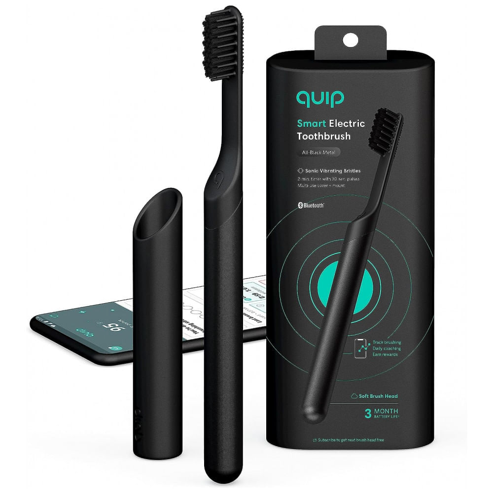 Escova De Dentes Eletrica Com Aplicativo Bluetooth E Rewards App, Quip 920 00078, Preto