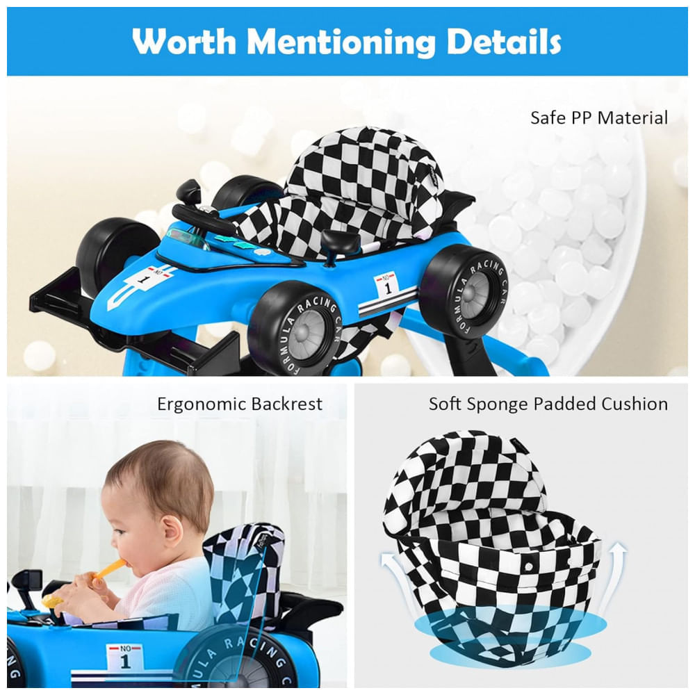 Encontraproduto.com.br - Andador Infantil Interativo 4 em 1 com Sons, Luzes e Atividades, HONEY JOY, Azul