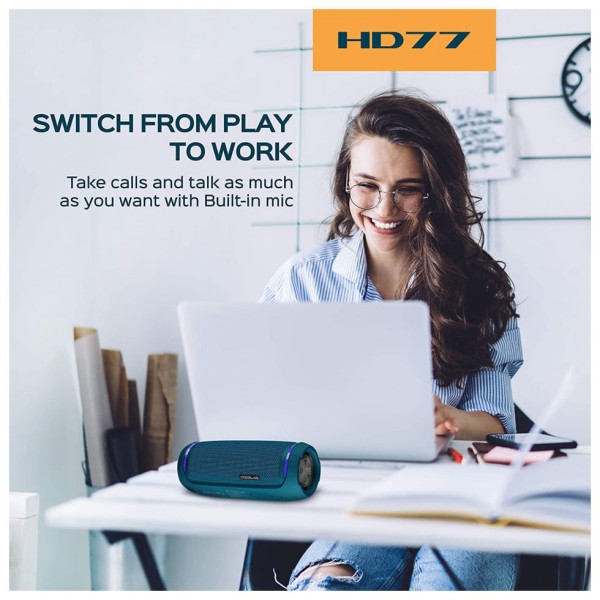 Encontraproduto.com.br - Caixa de Som Bluetooth Portatil TREBLAB HD77 a Prova dÁgua IPX6 com 20H de Reprodução, Azul