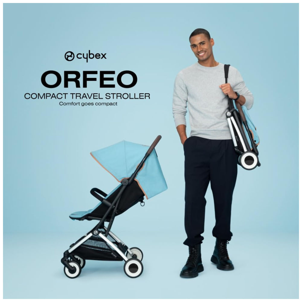 Encontraproduto.com.br - Carrinho de Bebê Ultraleve com Almofada do Assento, Alça de Transporte e Dobra Rápida com Uma Mão, Cybex Orfeo, Azul Claro