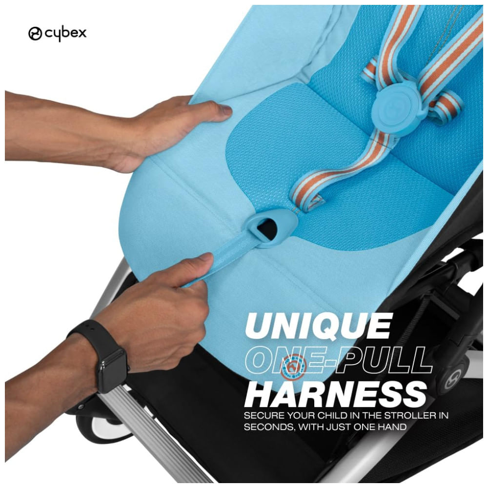 Encontraproduto.com.br - Carrinho de Bebê Ultraleve com Almofada do Assento, Alça de Transporte e Dobra Rápida com Uma Mão, Cybex Orfeo, Azul Claro