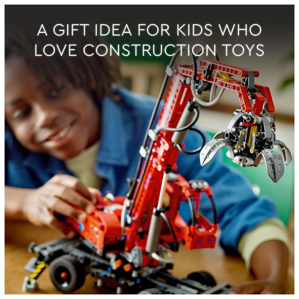 Encontraproduto.com.br - LEGO Technic Material Handler Crane 42144 Building Set for Ages 10 A Gift for Kids Who Love Pneumatic Models and Construction Site Toys 835 Pieces