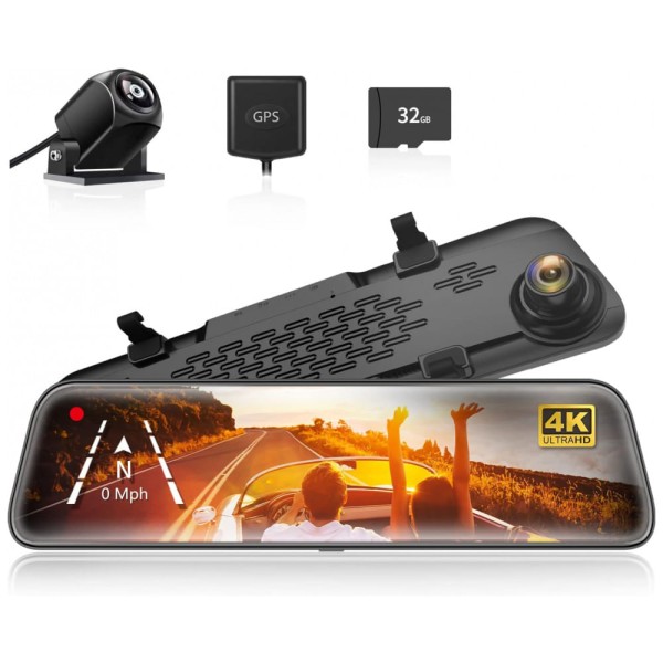 Câmera Veicular Frontal Full HD 1296P com Visão Noturna e Assistente de Estacionamento, WOLFBOX G840, Preto