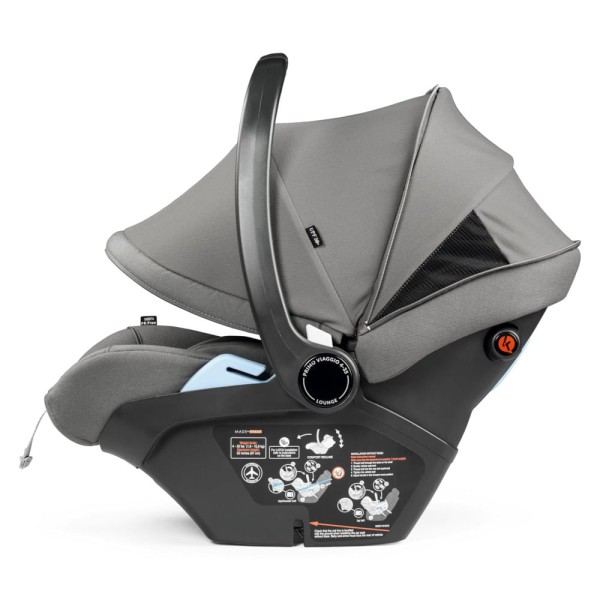 Encontraproduto.com.br - Cadeira de Carro Infantil com Base e Barra Anti-Rebote, para Bebês de 1,8 kg a 15,8 kg, Peg Perego Primo Viaggio, Cinza