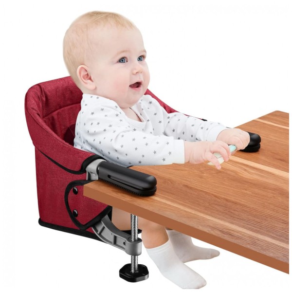 Encontraproduto.com.br - Cadeira de Alimentação Portátil com Encaixe em Mesa e Assento Removível, Toogel HC19, Vermelho
