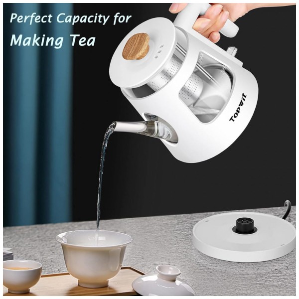 Encontraproduto.com.br - Chaleira Elétrica 1L com Desligamento Automático, Aço Inoxidável, Branca, 110v, TOPWIT T618, Branco