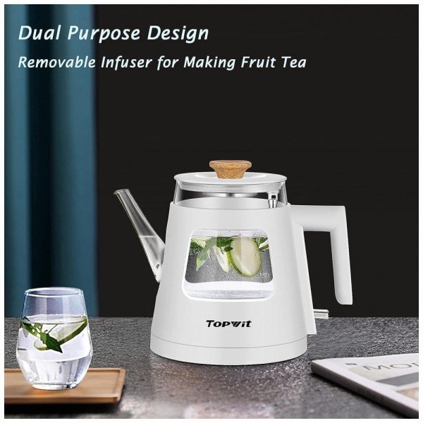 Encontraproduto.com.br - Chaleira Elétrica 1L com Desligamento Automático, Aço Inoxidável, Branca, 110v, TOPWIT T618, Branco