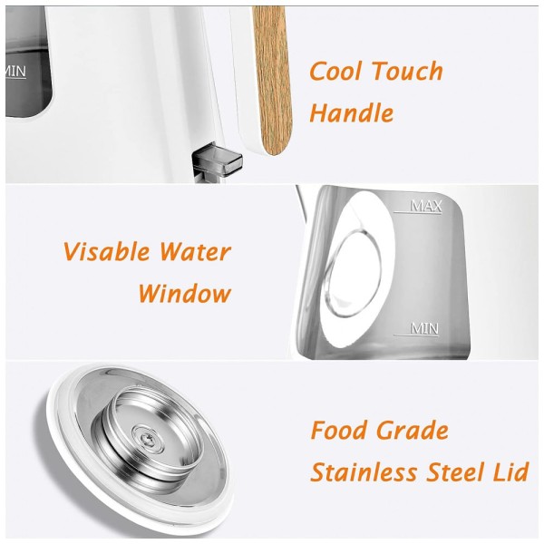 Encontraproduto.com.br - Chaleira Elétrica 1L com Desligamento Automático, Aço Inoxidável, Branca, 110v, TOPWIT T618, Branco