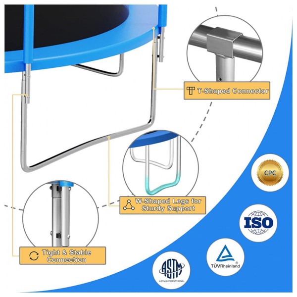 Encontraproduto.com.br - Cama Elastica Capacidade até 700 kg com Luz e Cesta de Basquete, Jump Into Fun, Azul