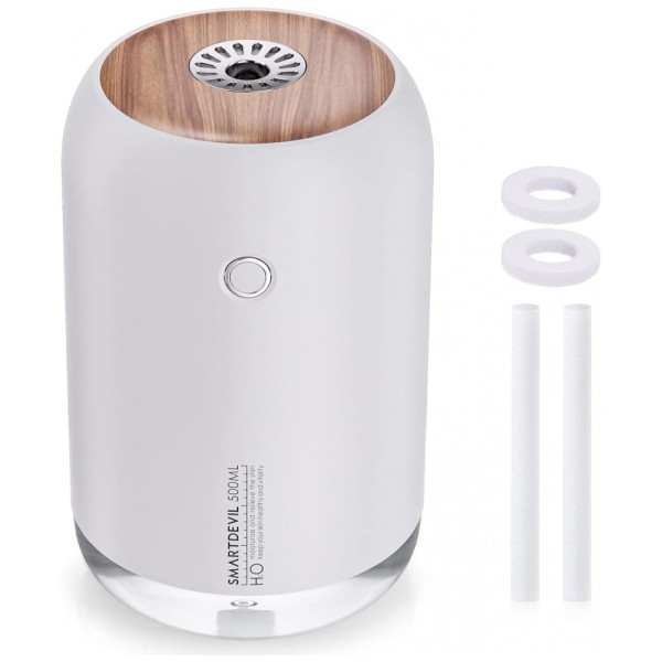 Encontraproduto.com.br - Umidificador Portátil SmartDevil 500mL com Carregamento USB, Branco