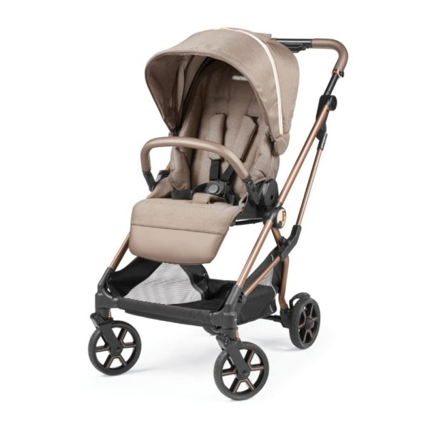 Encontraproduto.com.br - Carrinho de Bebê com Armazenamento Embaixo, Assento Confortável e Reclinável, Peg Perego Vivace, Bege e Rosa