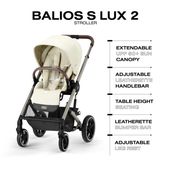 Encontraproduto.com.br - Carrinho de Bebê com Assento Reversível, Arnês de Um Puxão e Reclinação Múltipla, Cybex Balios S Lux, Bege
