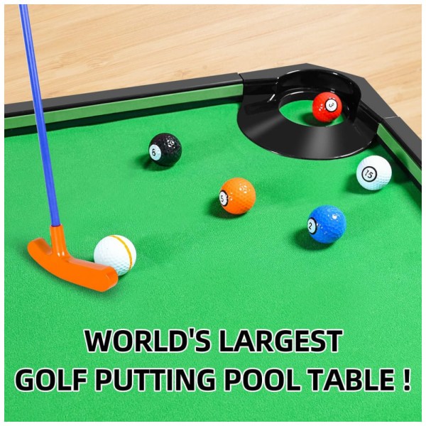 Encontraproduto.com.br - Tapete de Golfe Interno com Acessórios, 2,7 x 1,44 Metros, GOODLYSPORTS, Verde