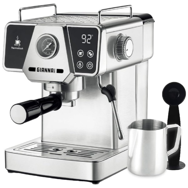 Máquina de Café Expresso 20 Bar com Bocal de Leite, Cronômetro e Tanque de Água de 1,8L, 110V 1350W, Gianna Milano, Prata