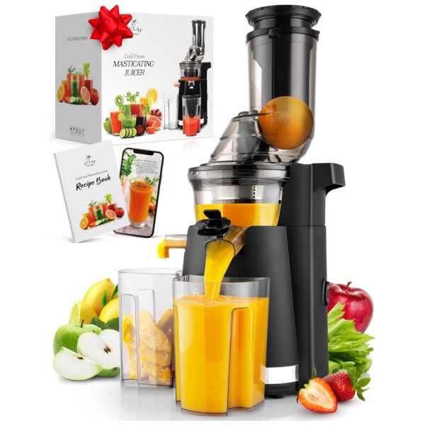 Encontraproduto.com.br - Centrifuga de Frutas com Motor Silencioso e Função Reversa, 110V 250W, Zulay Kitchen, Preta