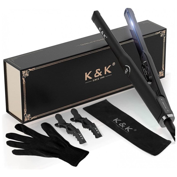 Chapinha Prancha de Cabelo Profissional com Temperatura Ajustável e Desligamento Automático, Bivolt, KK, Preto