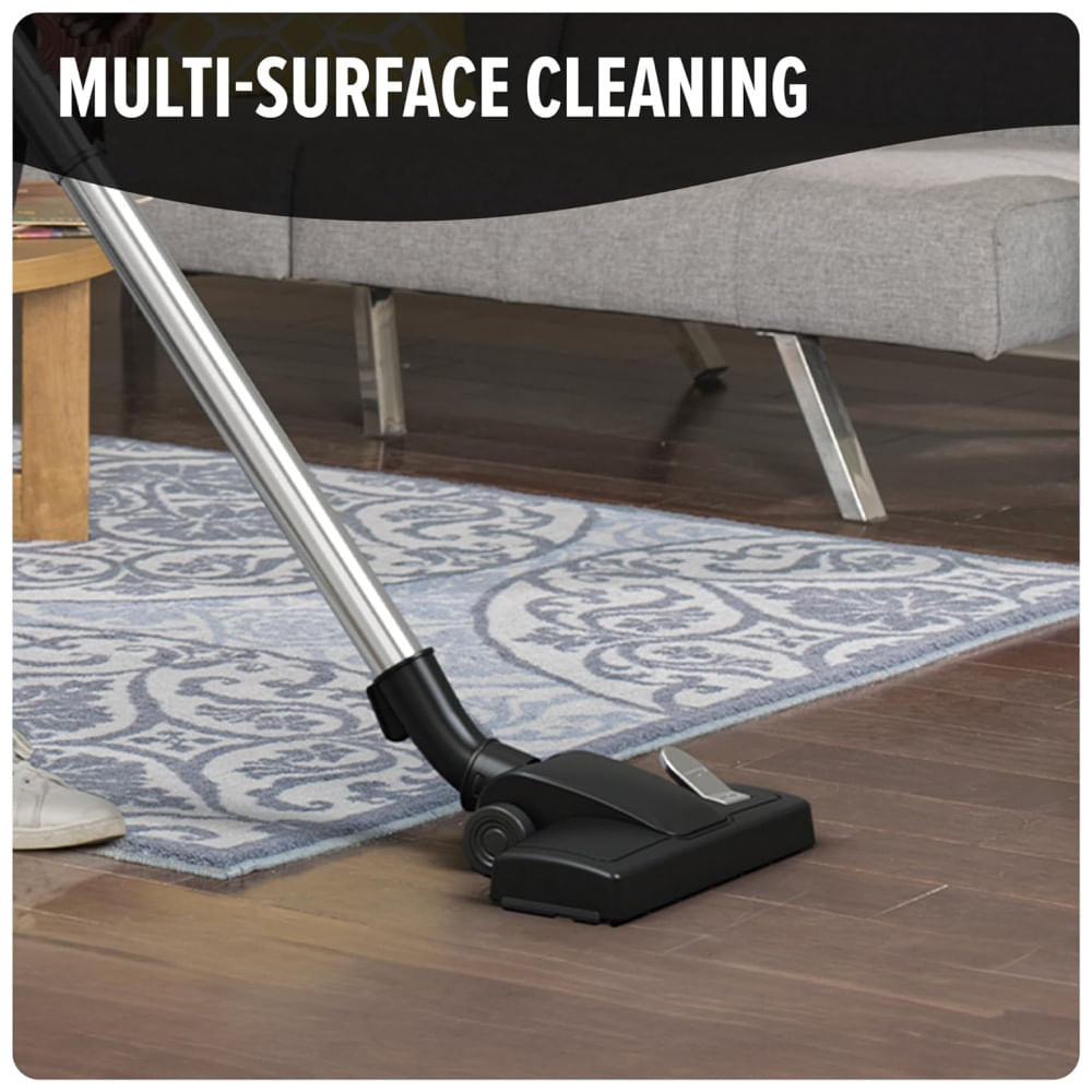 Encontraproduto.com.br - Aspirador de Pó com Fio sem Saco com Rebobinamento de Cabo e Alta Sucção para Carpetes e Pisos Duros, 110V, Dirt Devil, Preto