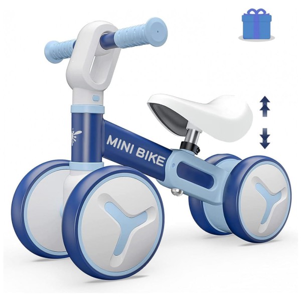 Encontraproduto.com.br - Bicicleta sem Pedal com 4 Rodas para Crianças de 1 a 3 Anos, YGJT, Azul