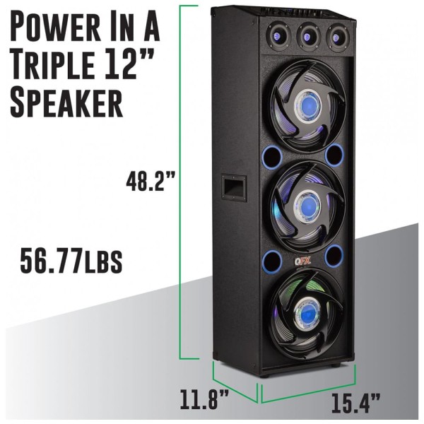 Encontraproduto.com.br - Caixa de Som Bluetooth Portatil com Luzes LED, QFX SBX 412300BT BLU, Azul