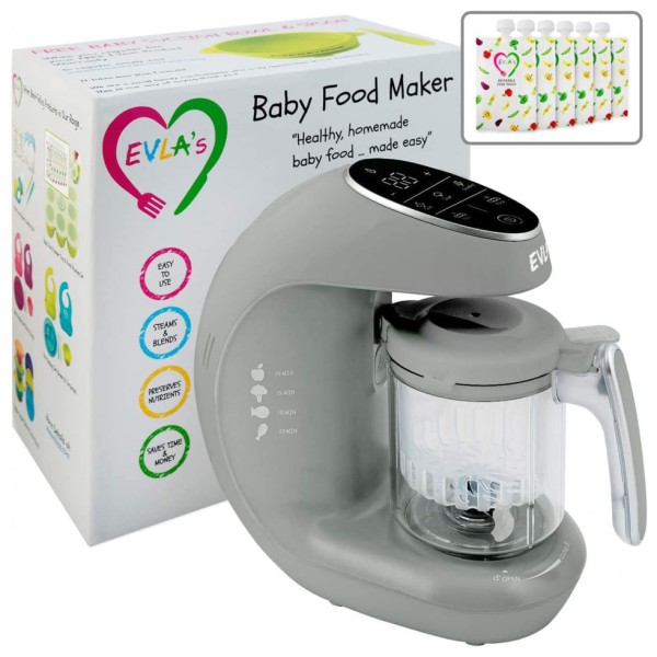 Encontraproduto.com.br - Processador de Alimentos para Bebês Multifuncional com Controle Digital, 110V EVLAS, Cinza