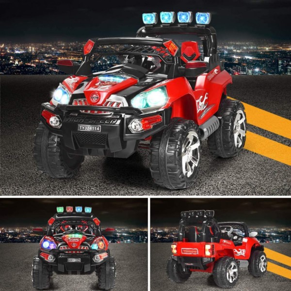 Encontraproduto.com.br - Carro Elétrico Infantil 1 Assento com Controle Remoto e Manual, Bateria 12V, Costzon, Vermelho