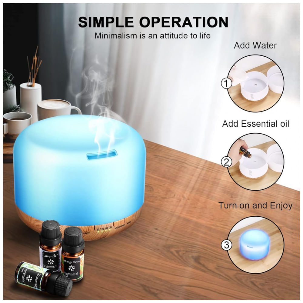 Encontraproduto.com.br - Umidificador Portátil HLS 500mL até 3H com 15 Cores de Luz, Marrom
