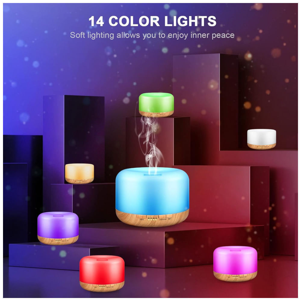 Encontraproduto.com.br - Umidificador Portátil HLS 500mL até 3H com 15 Cores de Luz, Marrom