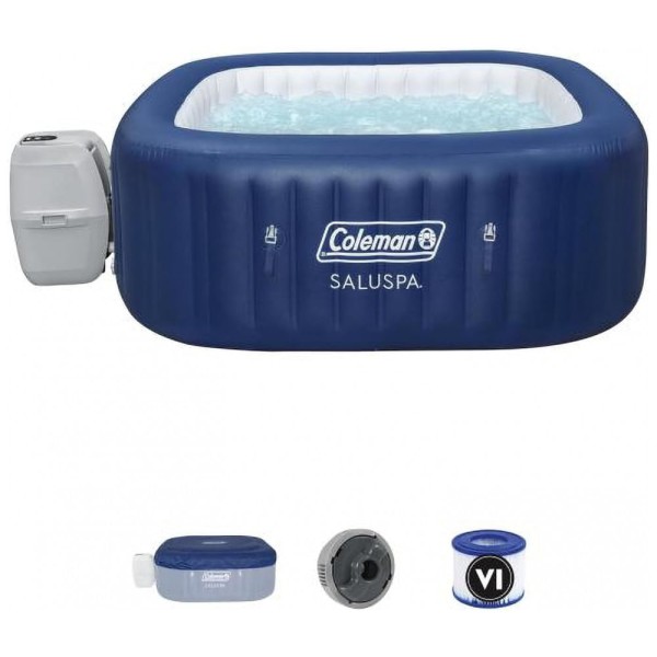 Encontraproduto.com.br - Spa Inflável Hidromassagem para 6 Pessoas com 140 Jatos e Tampa, Coleman 90454 Atlantis, Azul